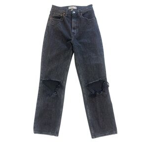 Abercrombie & Fitch Curve Love Ultra High Rise Ankle Straight Jeans - Black.